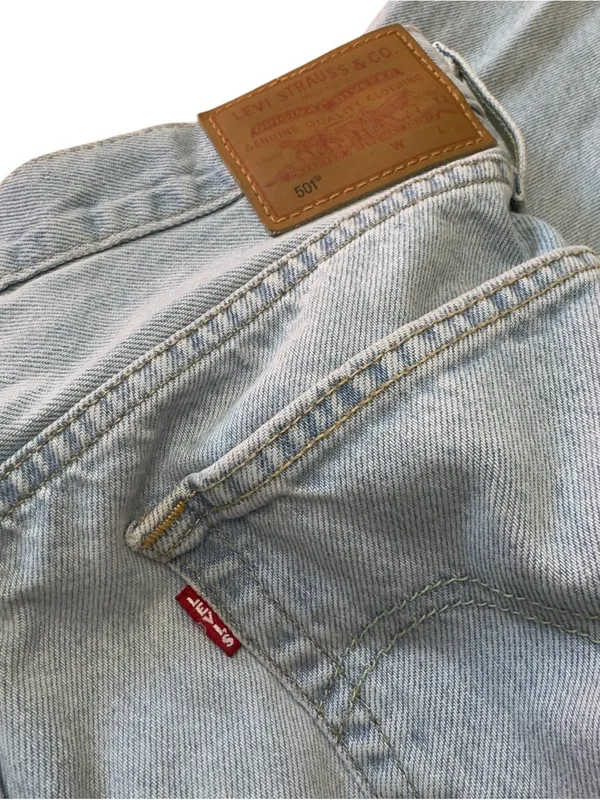 Levis Premium 501 Big E Cropped Jeans Womens 30 Light Wash Straight Leg Denim - Image 9