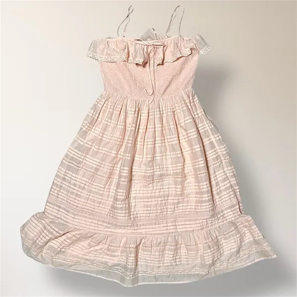 Vineyard Vines Pink Off Shoulder Smocked Ruffle Maxi Dress Coastal Wedding Guest - Image 6