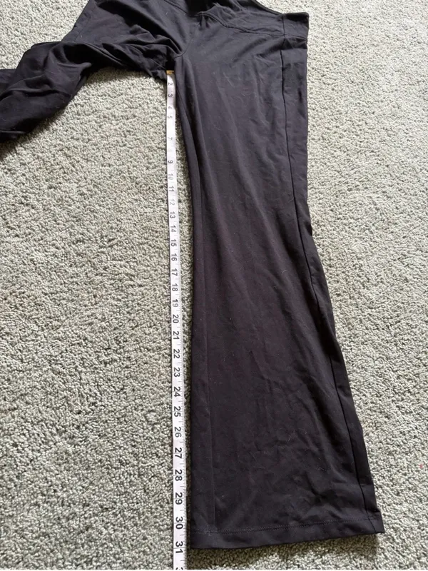 Lauren Ralph Lauren Black Flare Wide Leg Mid Rise Leggings Yoga Pants Womens L - Image 5