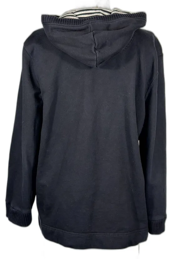 Lauren Ralph Lauren Womens XL Black Cotton Hooded Jacket Full Zip Snap Y2K - Image 2