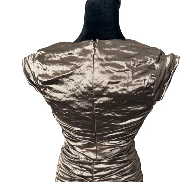 Nicole Miller Ruched Crinkle Metallic Bodycon Dress Size 2 y2k Cocktail‎ Party - Image 5