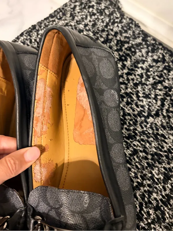 Coach Black Signature Canvas Loafers with Metal Accent - Image 7