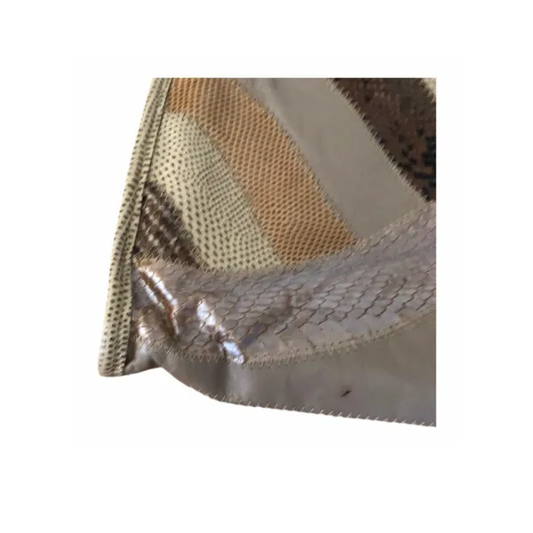 Vintage Snakeskin Patchwork Shoulder Bag Neutral Wave Boho Retro Purse - Image 6