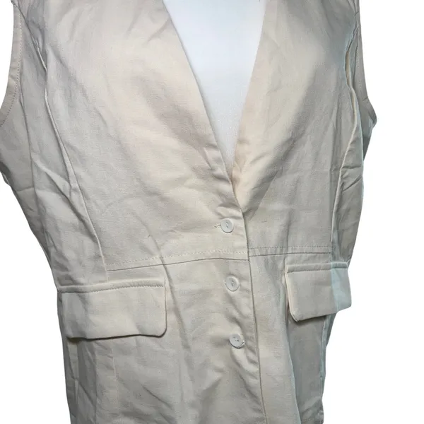NEW Mint Limit Cream Cotton Linen Button Front Waistcoat Vest Womens XXL Capsule - Image 3