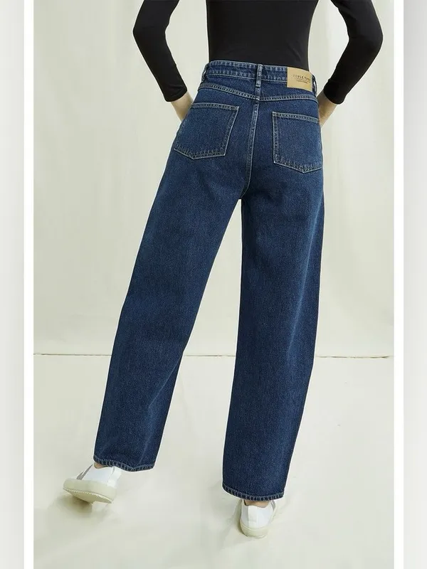People Tree Barrel Enora Dark Wash High Rise Jeans 6 - Image 3