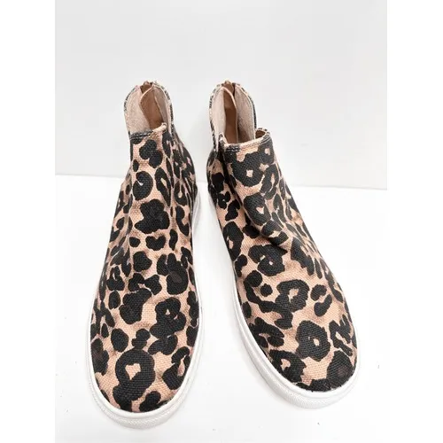 Steve Madden Claud Leopard Print High‎ Top Sneakers Tan Black 6M - Image 4