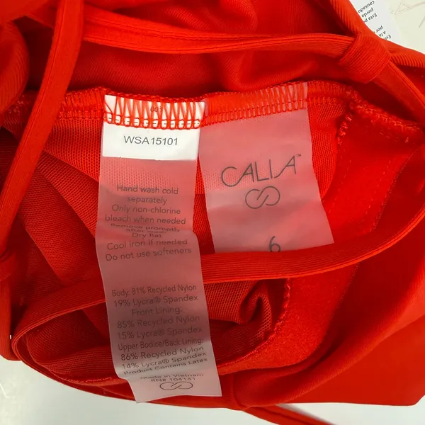 Calia Swimsuit SZ 6 Triangle Strappy Back One Piece NWT Fresh Red Tummy Control - Image 10