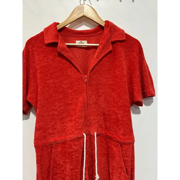 Marine Layer Red Terry Out Zip Romper Medium Casual Boho Beach - Image 3