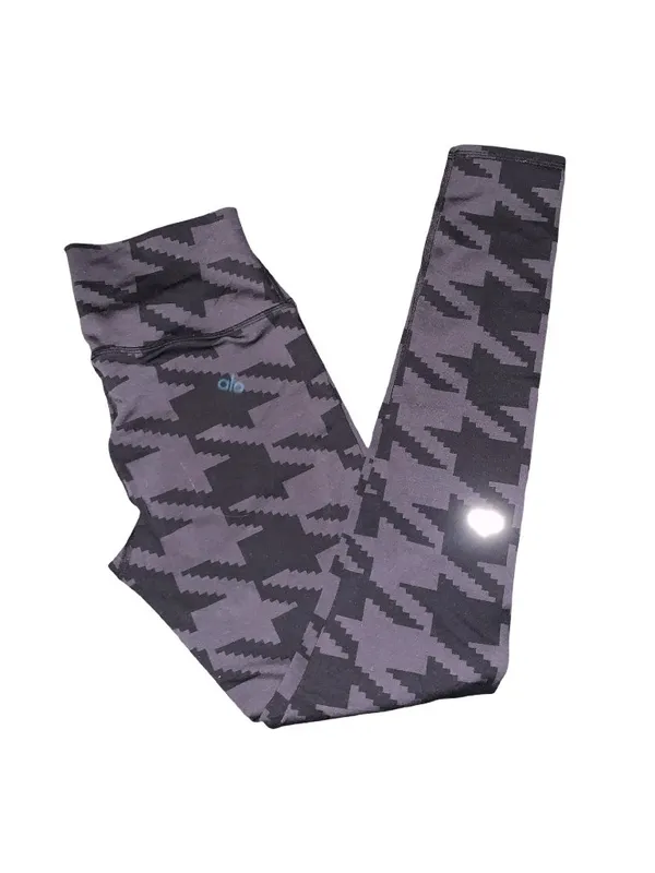 Alo Yoga Green Houndstooth Airbrush Legging Size S Full Length 27x29 Workout - Image 2