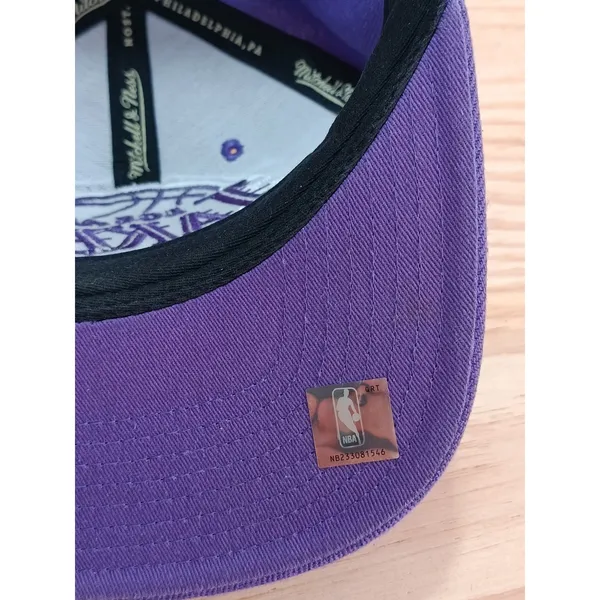 Mitchell & Ness LA Lakers Snapback Hat Purple NBA Rhinestone Logo Cap - Image 9