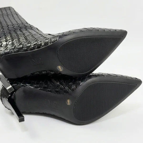INC International Concepts Size-10M Black Woven High Stiletto Boots Pointed Toe - Image 3