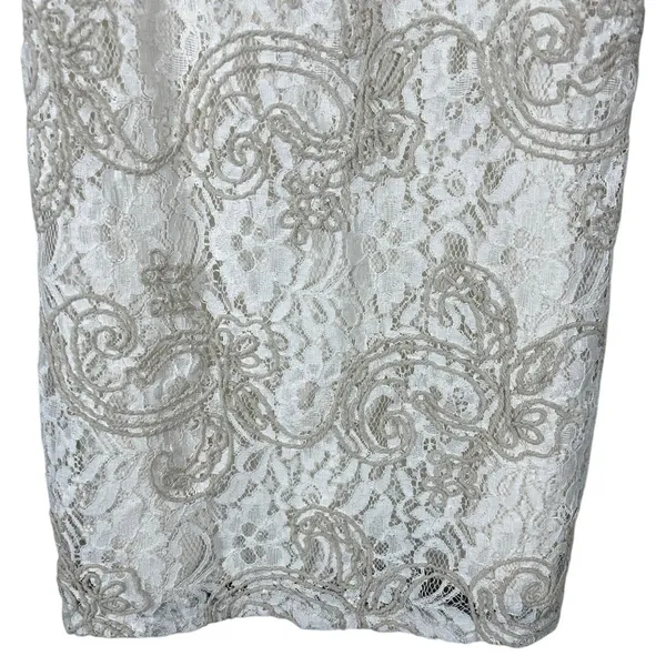 Zara Floral Lace Paisley Mini Slip Dress White Beige Coquette Embroidered Size M - Image 3