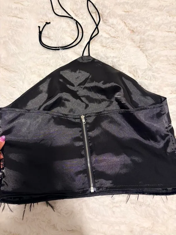 Shein Black Feather Top - Image 4