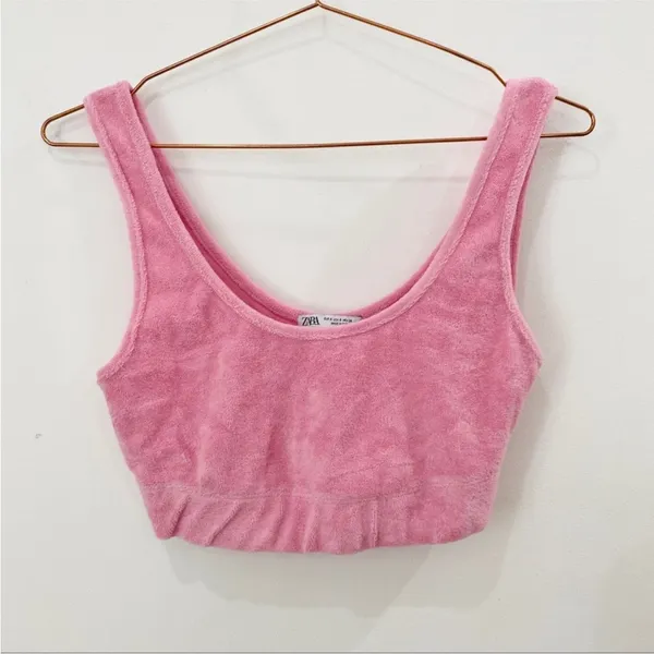 Zara hot pink terry crop top - Image 3