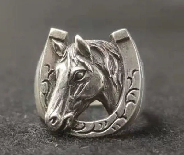 925 Silver Plated Horse Ring for Men Women,Punk Hip Hop Ring - Image 3