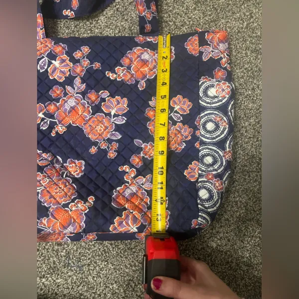 Avon Blue and Orange Floral Quilted Polyester Tote Bag - Image 8