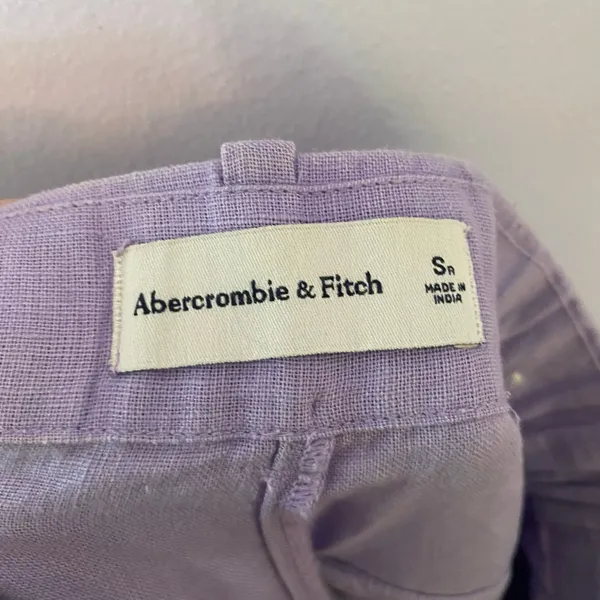Abercrombie & Fitch Purple High Waist Sloane Dress Pants Linen Cotton Wide Leg - Image 2