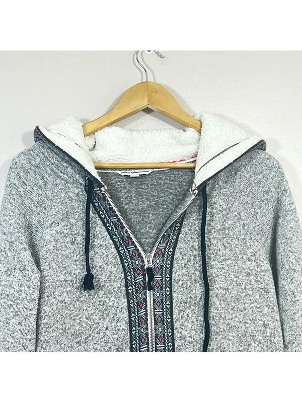 American Eagle Outfitters Women’s Gray Zipped Hoodie Sweatshirt Jacket Sz L - Image 3