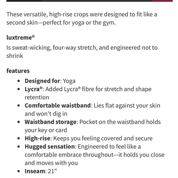 Lululemon Wunder Under Crop (Hi-Rise) *Luxtreme 21" Heathered Black - Image 5