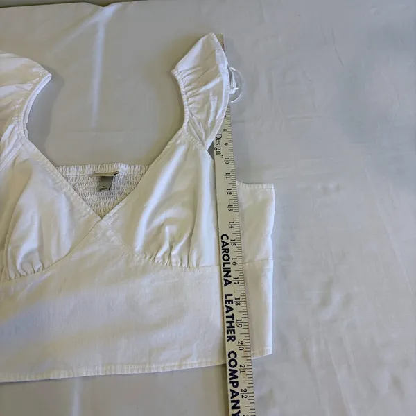 A New Day White Ruffle Cottagecore Romantic Crop Top XL Cotton‎ Rayon V-Neck - Image 5