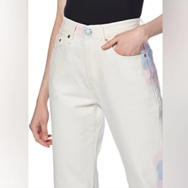 NWT Levi's 501 original high rise straight leg button fly tie dye jeans sz 27 - Image 3