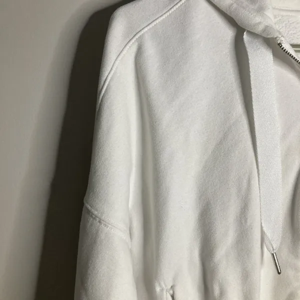 Abercrombie & Fitch Hoodie Womens Medium White Cropped Soft Zip Up Sweatshirt - Image 2