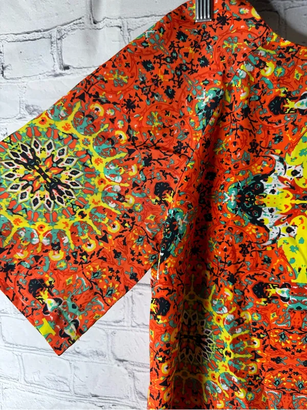 Kut from the cloth Vibrant Orange & Neon Printed Tunic Top medium - Image 4