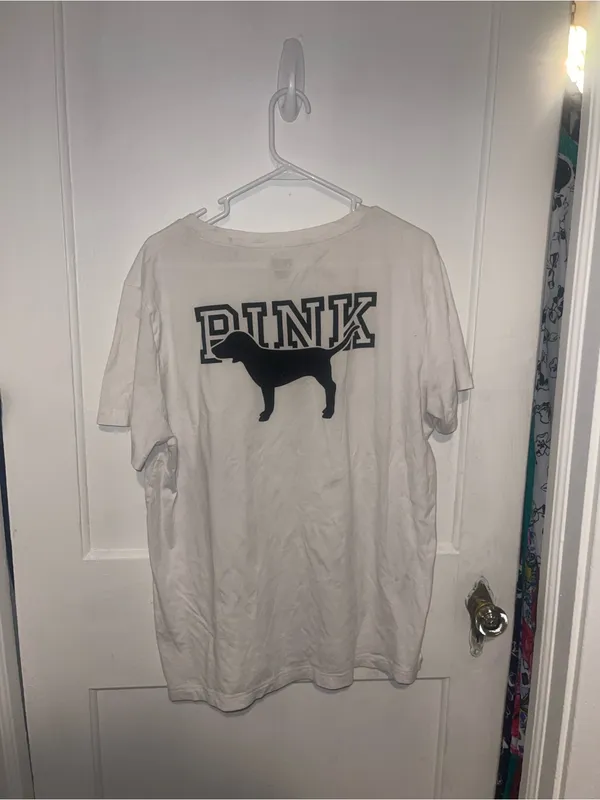PINK Victoria's Secret White Pocket Tee - Women's Casual Crew Neck - Size XL - Image 2