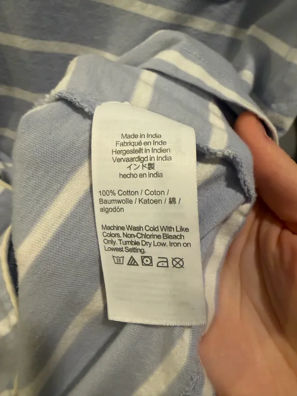J. Crew Striped Button-Down Long Sleeve Pajama Top and Pants Set Blue and White - Image 5