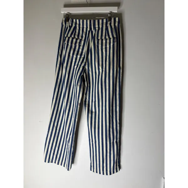 NWT J Crew wide leg essential pants in sailor stripe blue white‎ pleated BZ746 6 - Image 2