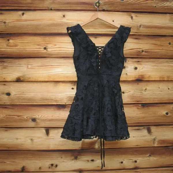 Michael Costello X Revolve Kandie Mini Lace Dress S - Image 3