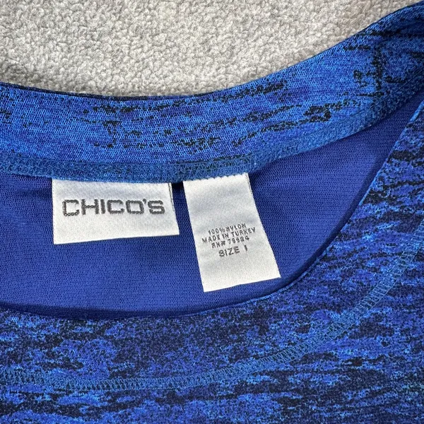 Chicos Colorful Tank Top Women's 1/Medium Blue Green Slightly Sheer - Image 3
