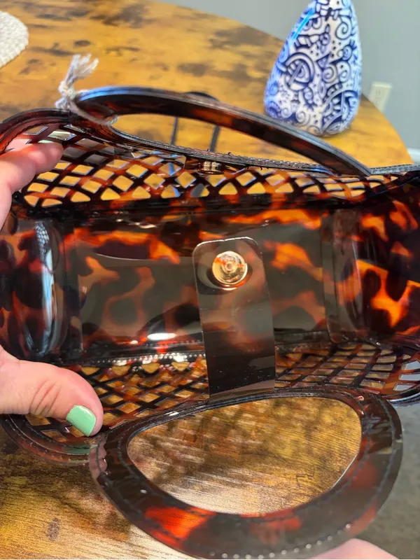 NWT Chic Brown Tortoise Shell Jelly Crossbody Handbag 2-in-1 Chic Summer Tote - Image 8