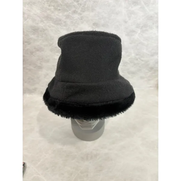 Ideal Chic Vintage‎ Black Faux Fur Trim Bucket Hat Cloche Winter Made in USA - Image 2