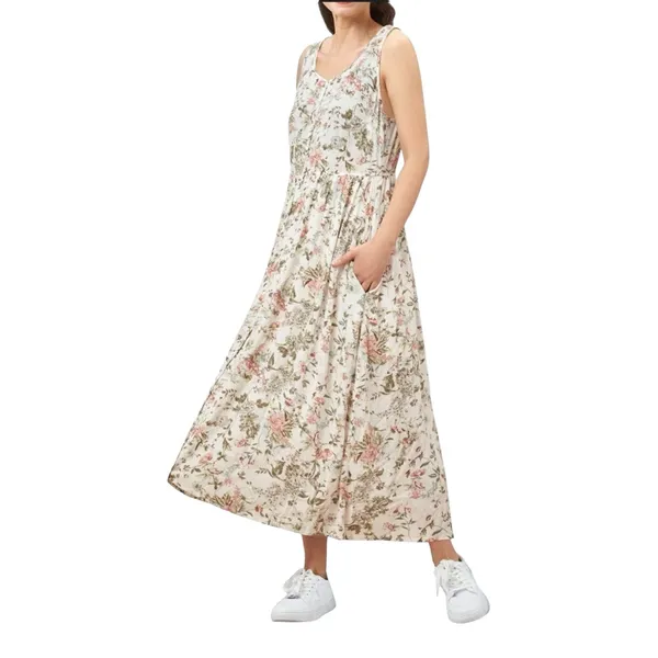 Frye Women’s Button Front Floral Gauze Sleeveless Midi Dress Romantic Size M - Image 4