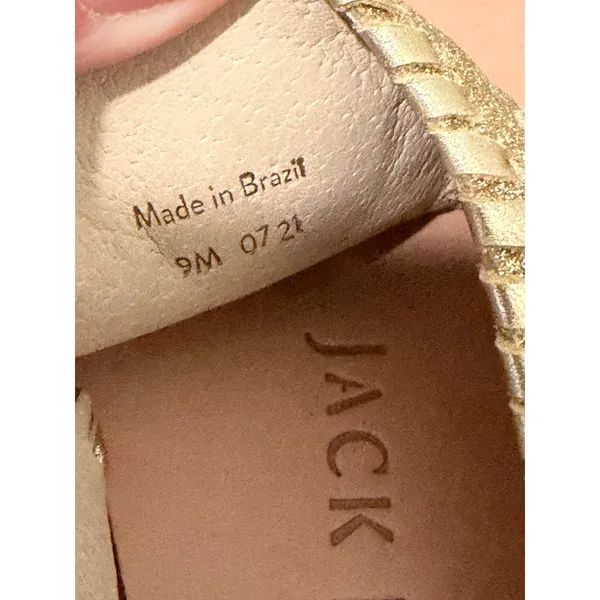 Jack Rogers Jacks Flat Sandal Gold Glitter Leather Thong Sandals Womens 9M - Image 4