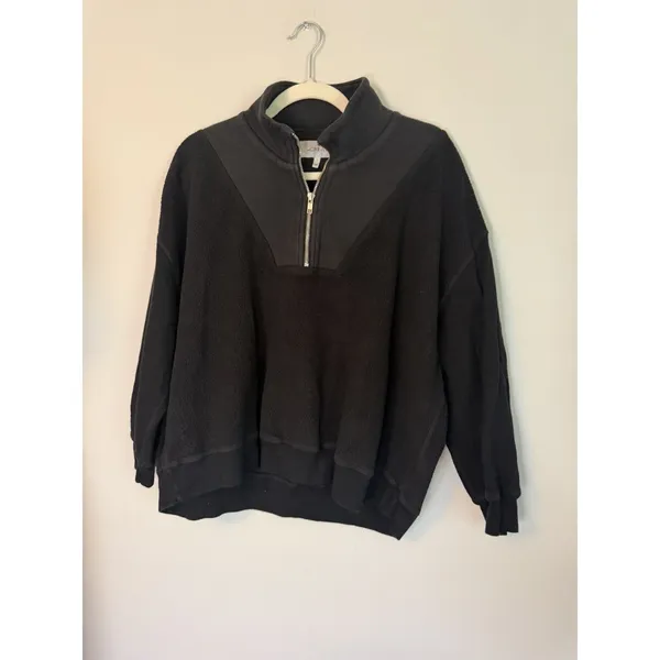 The Great The Slouch Trail Half Zip Pullover Sweatshirt in Black |Sz 1 (S) - Image 4