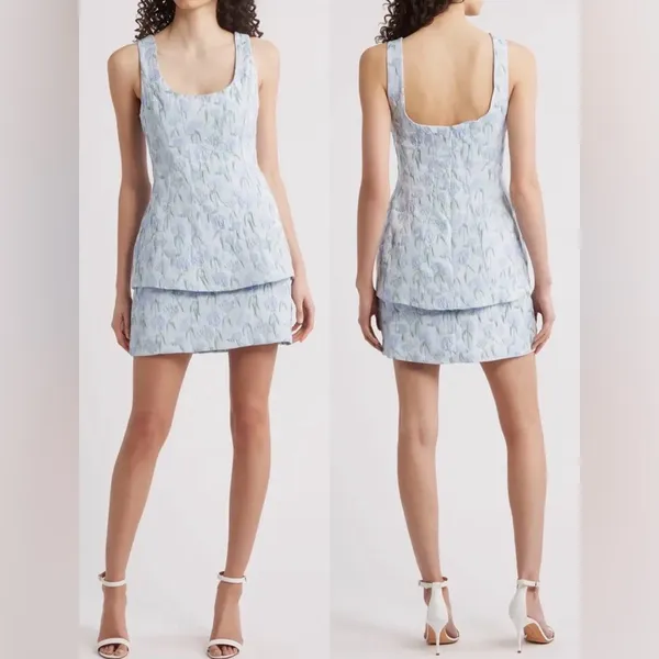 NEW AMANDA UPRICHARD Empire Floral Jacquard Minidress Flores Brocade sz S - Image 2