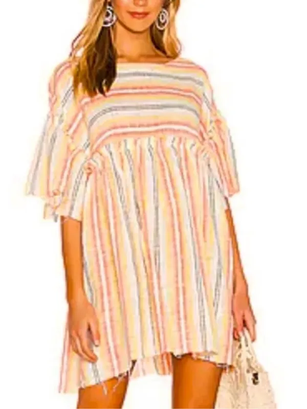 Like New Free People Summer Nights Dress / Top Multi Stripe Oversized Medium - Image 2