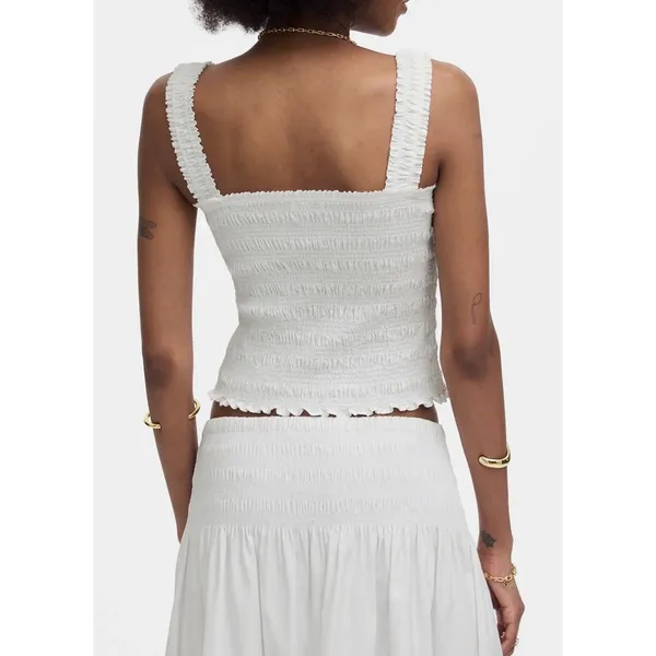 Madewell Women’s Poplin Smocked Tank Top Blouse white Size XL NWT Basic - Image 2