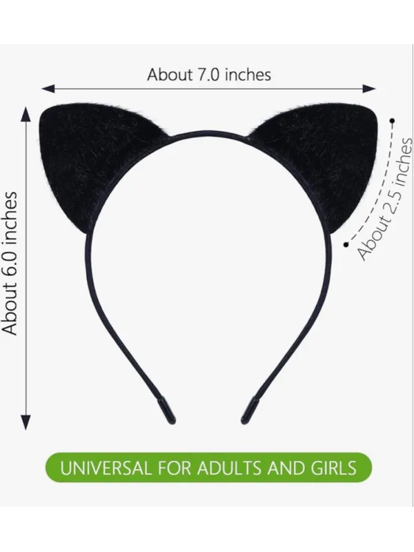 NEW Black Cat Ears Headband Furry Halloween Adult - Image 5