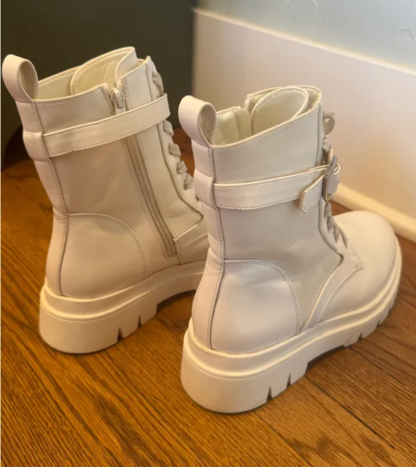 White Combat Boots Size 8 - Image 2