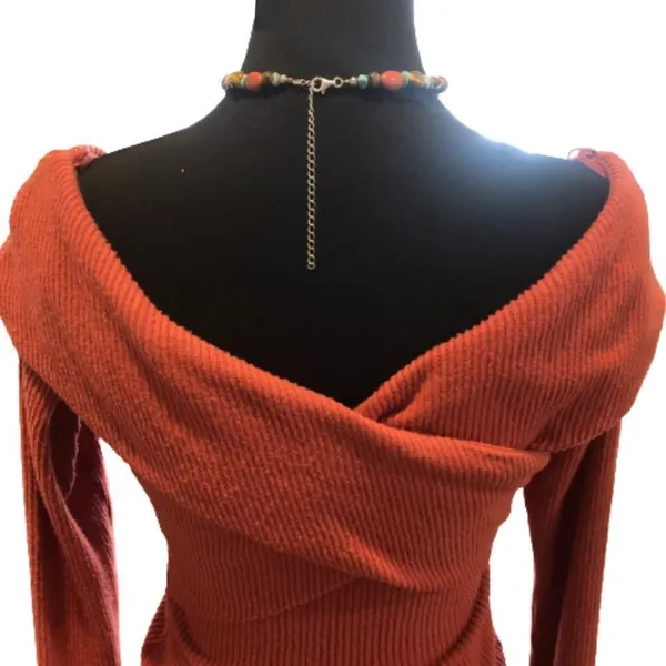 FREE PEOPLE Marley Off The Shoulder Cross Over Long Sleeve Ribbed Knit Sz Small - Image 3