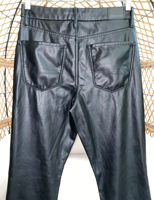 American Eagle Outfitters Womens Black Stretch Vegan Leather Pant Size 6 - Image 9