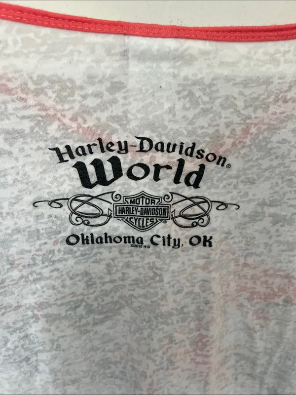 Harley Davidson Stripe Sleeve Oklahoma City OKC womens top, size Medium ^ - Image 6