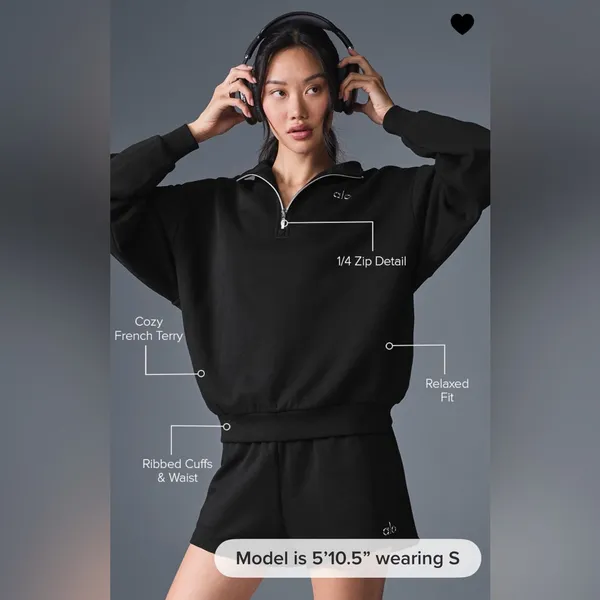 ALO Yoga NWT Accolade 1/4 Zip Pullover Black Size L - Image 3