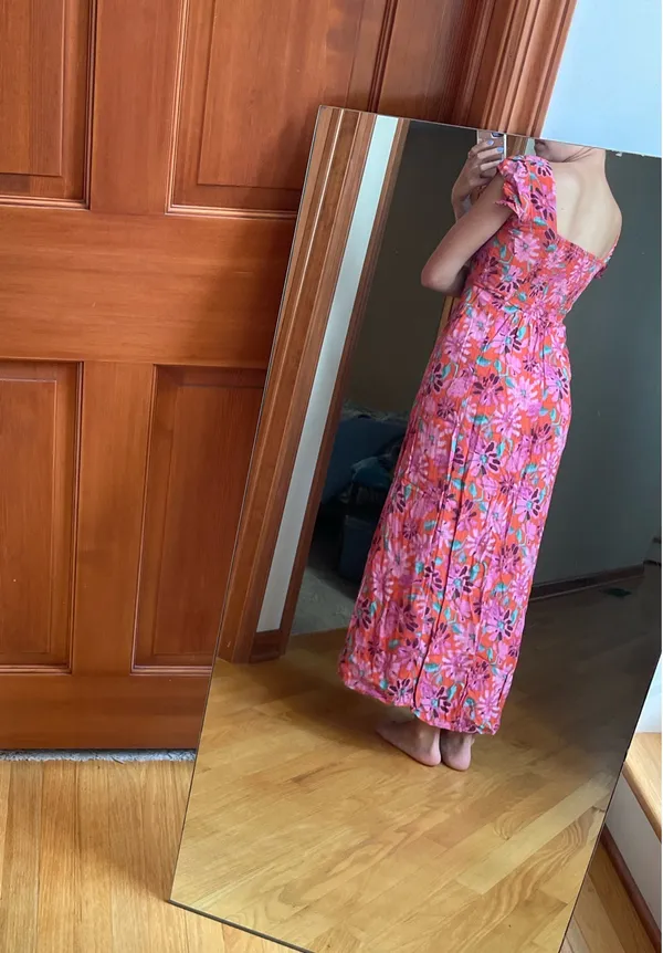 Free People Pink Floral Maxi Slit Dress - Image 2