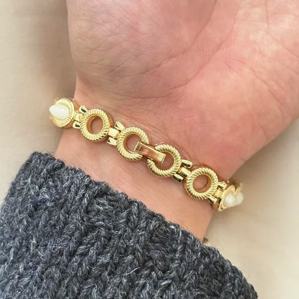 Dainty Vintage Gold And White Stone Watch - Image 7