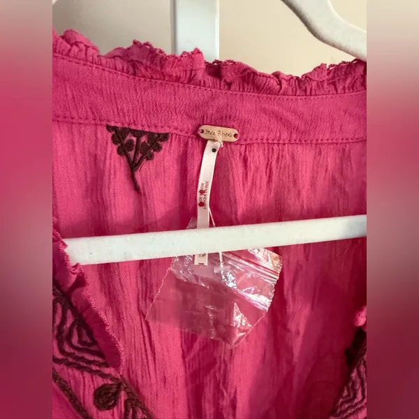 Free People Riley‎ Embroidered Maxi Dress-Fushia XS - Image 2