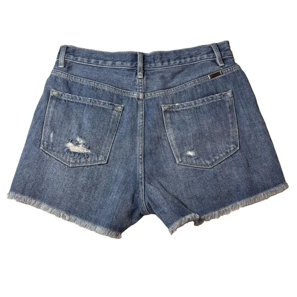 Kancan Button Fly Denim Distressed Raw Hem High Rise Jean Shorts Size Large - Image 3
